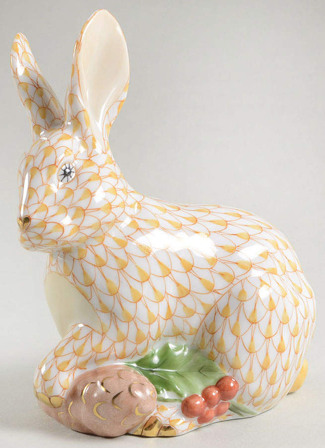 Rabbits-Bunnies (Holidays-Seasonal) Winter Bunny-Butterscotch - No Box by Herend-1