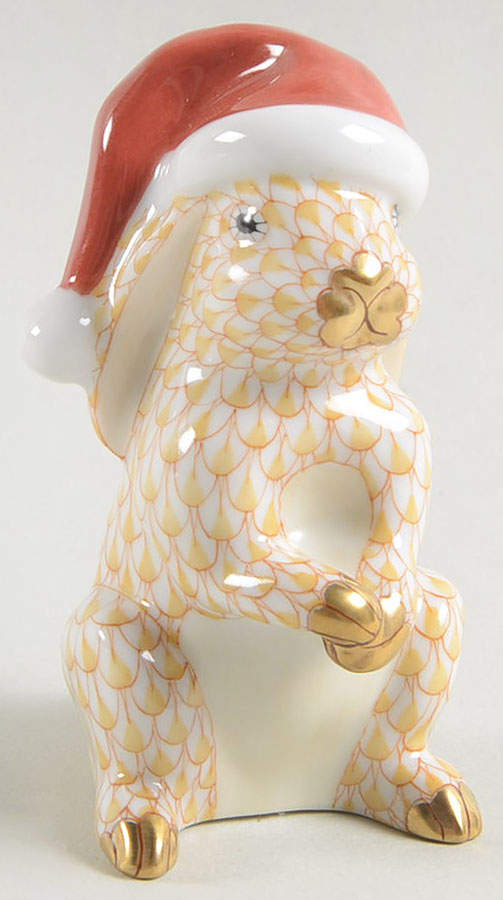 Rabbits-Bunnies (Holidays-Seasonal) Santa Bunny-Butterscotch - No Box by Herend-1