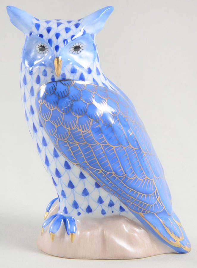 Birds of Prey Great Horned Owl-Sapphire - No Box by Herend-1
