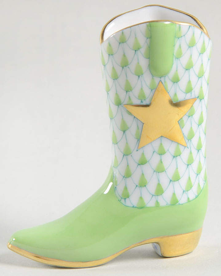 Manmade Objects Cowboy Boot-Key Lime - No Box by Herend-1