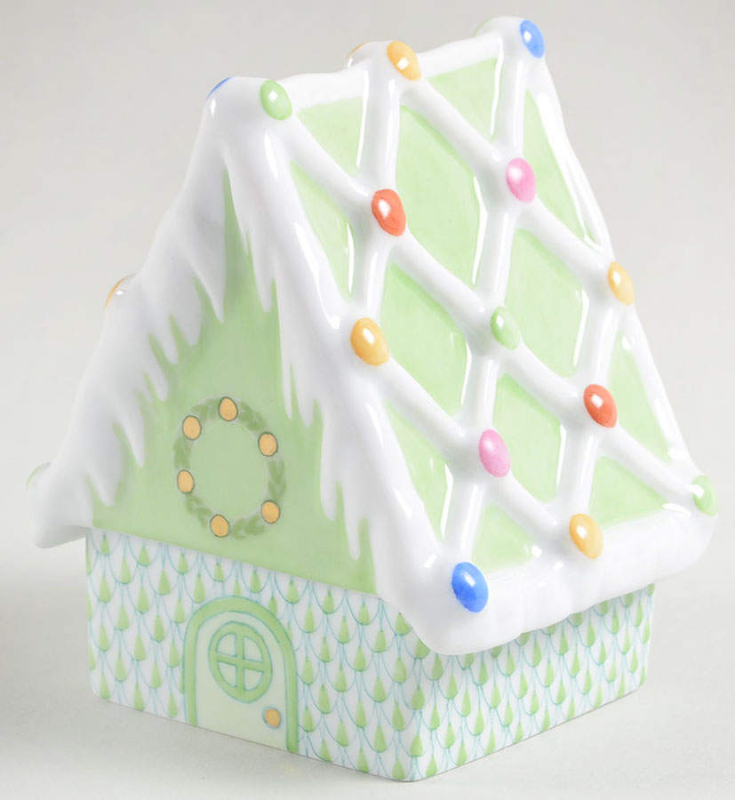 Manmade Objects Gingerbread House-Key Lime - No Box by Herend-1
