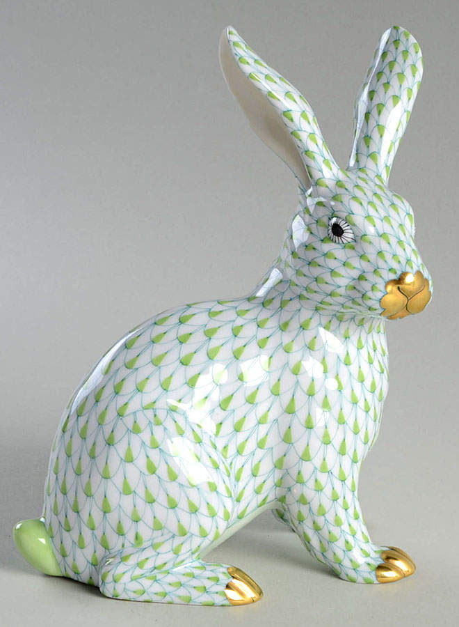 Rabbits & Bunnies (Single) Sitting Rabbit-Large/Key Lime - No Box by Herend-1