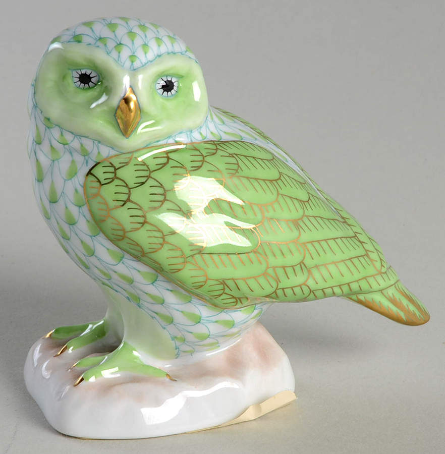 Birds of Prey Burrowing Owl-Key Lime - No Box by Herend-1