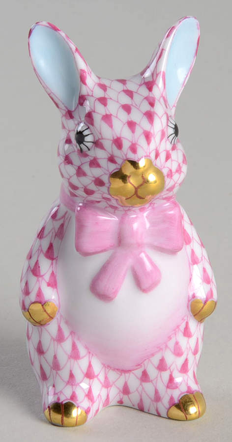 Rabbits & Bunnies (Single) Bunny With Bowtie-Raspberry - No Box by Herend-1