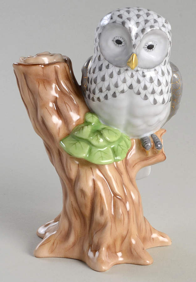 Birds of Prey Night Owl-Grey - No Box by Herend-1
