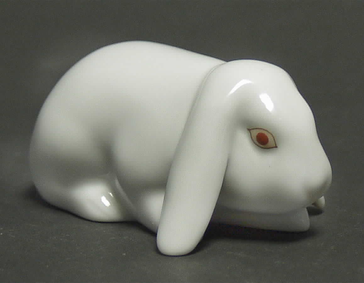 Rabbits & Bunnies (Single) Lop Eared Bunny-Natural/White - No Box by Herend-1