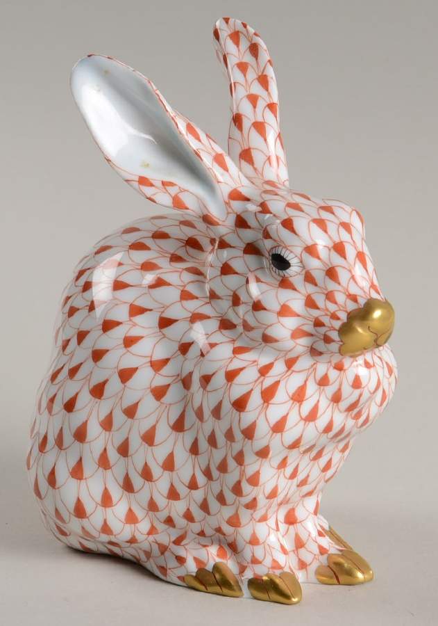 Rabbits & Bunnies (Single) Bunny Sitting-Rust - No Box by Herend-1