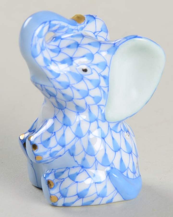 Elephants Miniature Baby Elephant-Blue - No Box by Herend-1