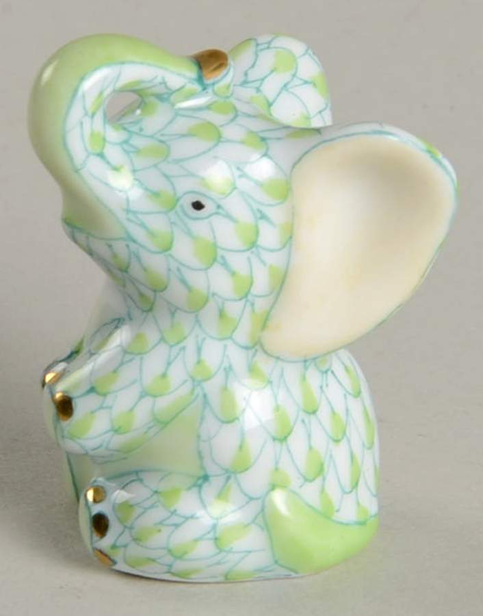 Elephants Miniature Baby Elephant-Key Lime - No Box by Herend-1