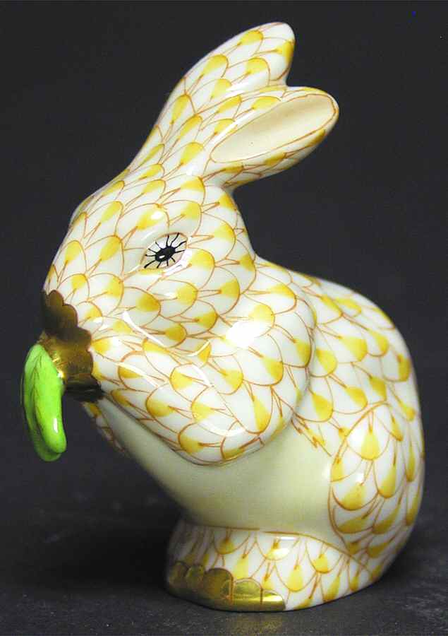 Rabbits & Bunnies (Single) Bunny Eating-Butterscotch - No Box by Herend-1