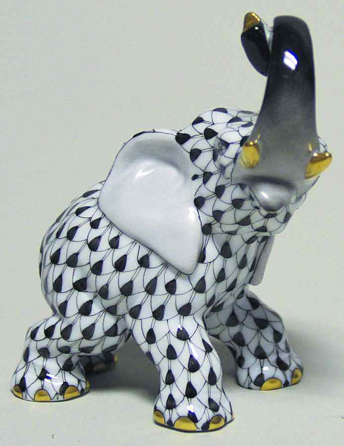 Elephants Joyful Elephant-Black - No Box by Herend-1