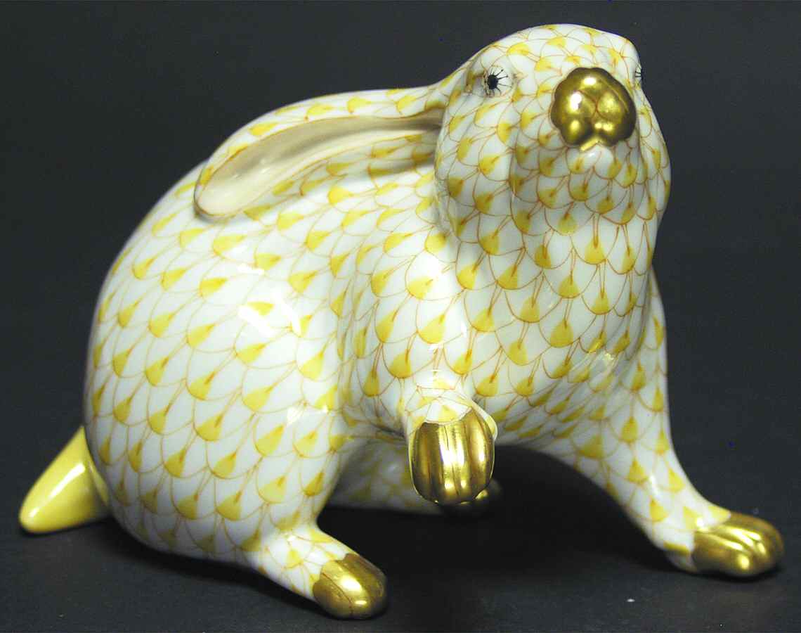 Rabbits & Bunnies (Single) Rabbit Sitting-Butterscotch - No Box by Herend-1