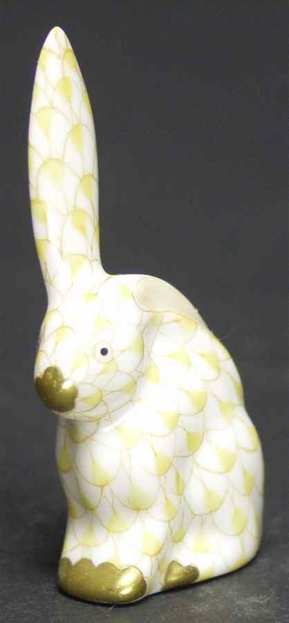 Rabbits & Bunnies (Single) Miniature Rabbit-One Ear Up Buttersc - No Box by Herend-1