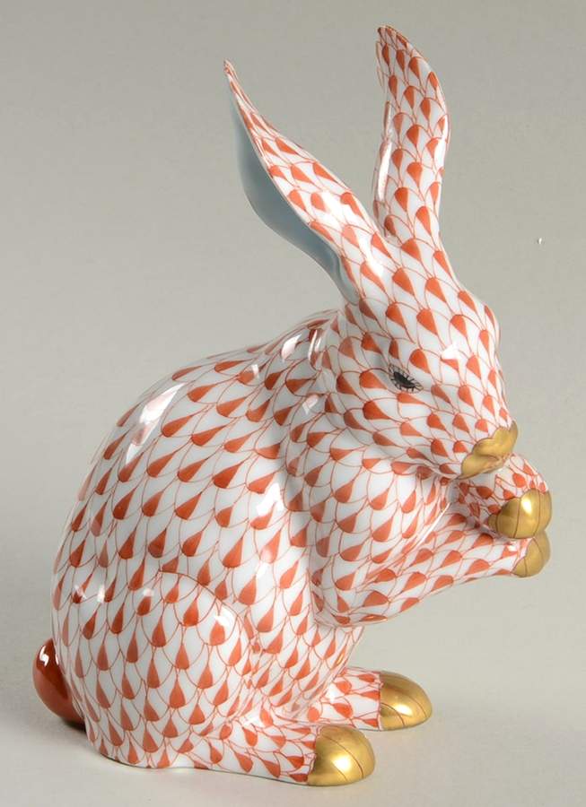 Rabbits & Bunnies (Single) Bunny Paws Up-Rust - No Box by Herend-1