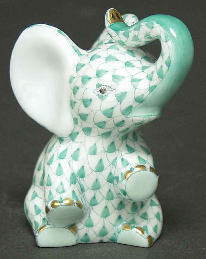 Elephants Baby Elephant-Green - No Box by Herend-1