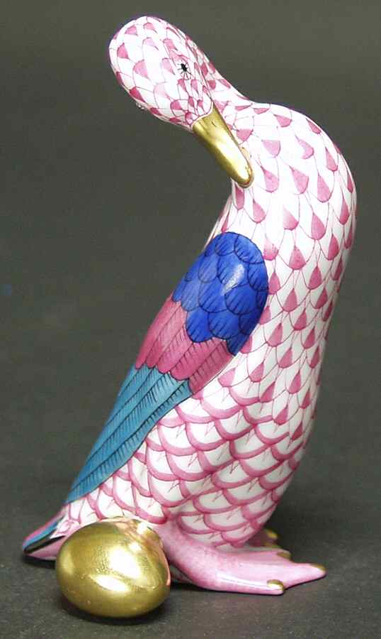 Nursery Rhymes-Fairy Tales Goose W/Golden Egg-Raspberry - No Box by Herend-1