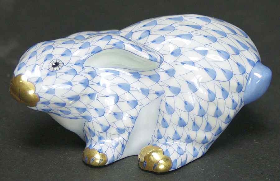 Rabbits & Bunnies (Single) Bunny-Blue - No Box by Herend-1