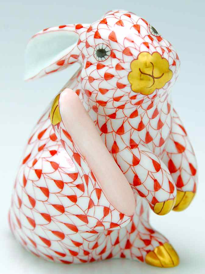 Rabbits & Bunnies (Single) Scratching Bunny-Rust - No Box by Herend-1