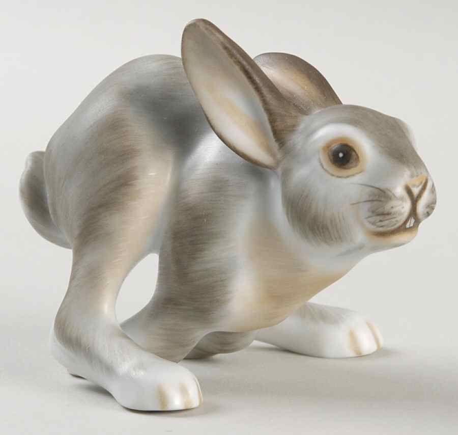 Rabbits & Bunnies (Single) Rabbit Fleeing-Natural/Brown - No Box by Herend-1