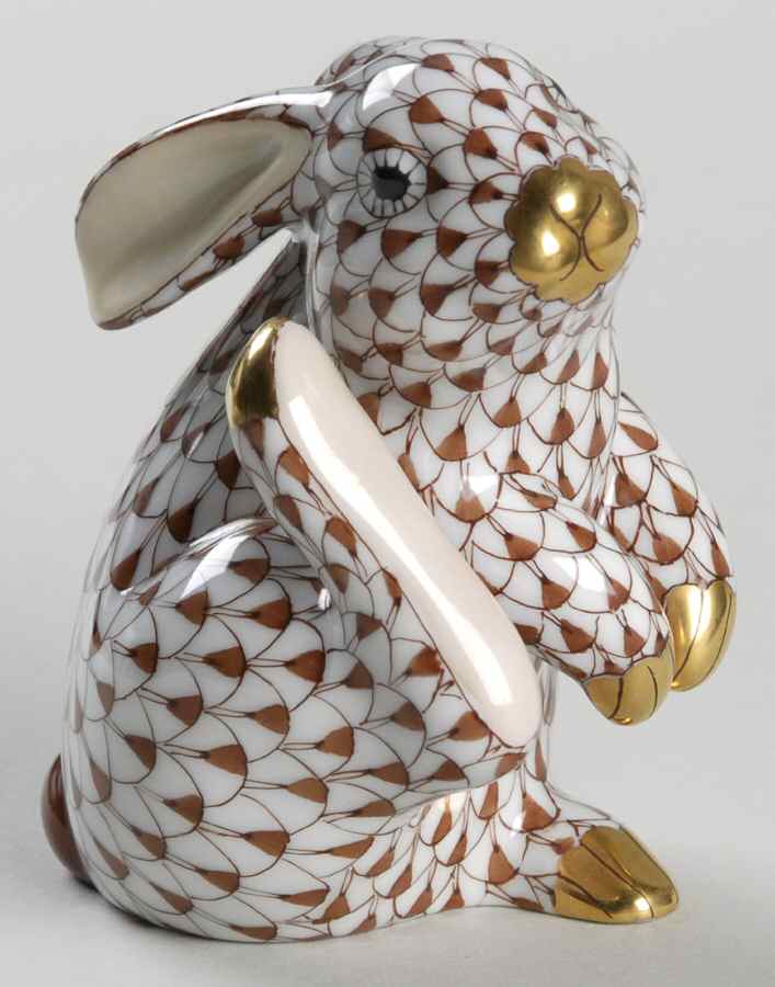 Rabbits & Bunnies (Single) Scratching Bunny-Chocolate - No Box by Herend-1