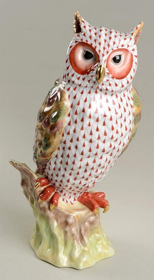 Birds of Prey Watchful Owl-Rust - No Box by Herend-1