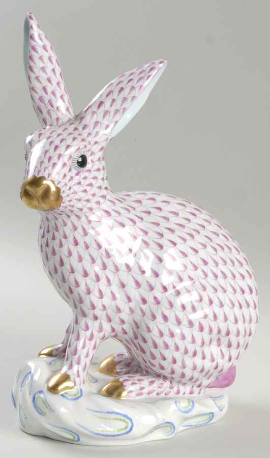 Rabbits & Bunnies (Single) Rabbit-Raspberry - No Box by Herend-1