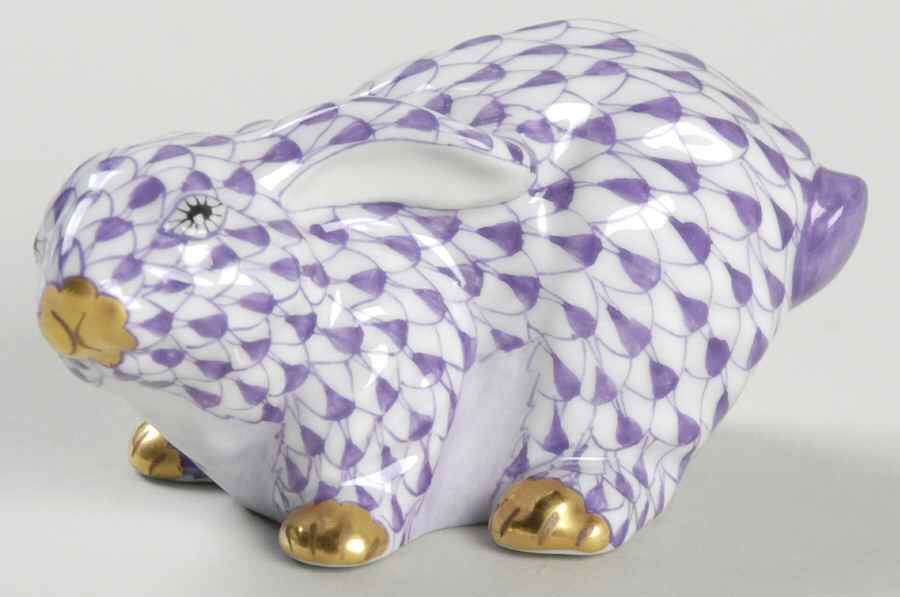 Rabbits & Bunnies (Single) Bunny-Lilac - No Box by Herend-1