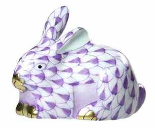 Rabbits & Bunnies (Single) Miniature Rabbit Lying-Lilac - No Box by Herend-1