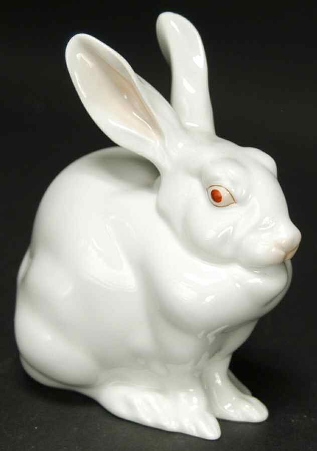 Rabbits & Bunnies (Single) Bunny Sitting-Natural/White - No Box by Herend-1