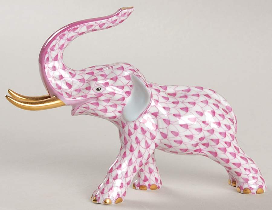 Elephants Elephant With Tusks-Raspberry - No Box by Herend-1
