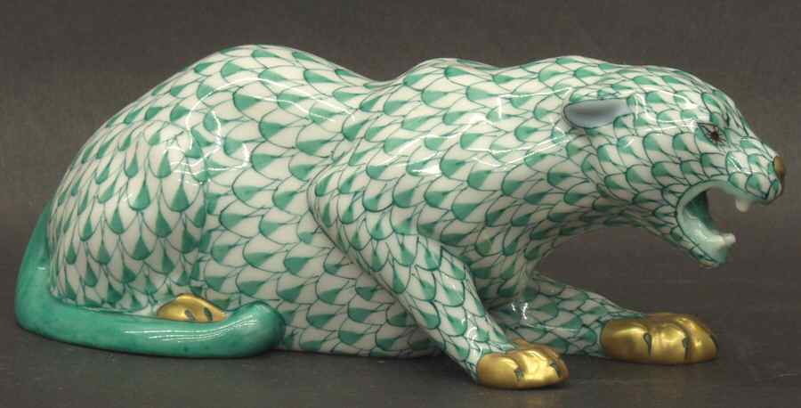 Wild Cats Panther-Green - No Box by Herend-1