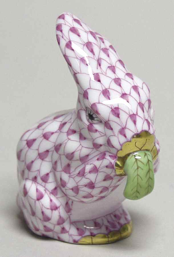 Rabbits & Bunnies (Single) Bunny Eating-Raspberry - No Box by Herend-1