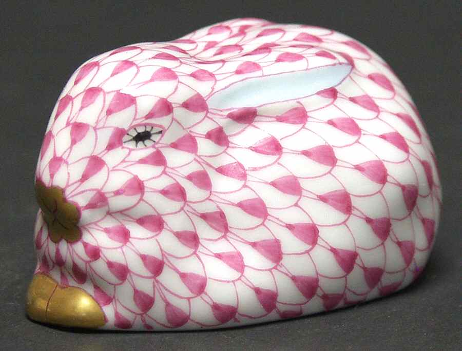 Rabbits & Bunnies (Single) Sitting Bunny-Raspberry - No Box by Herend-1