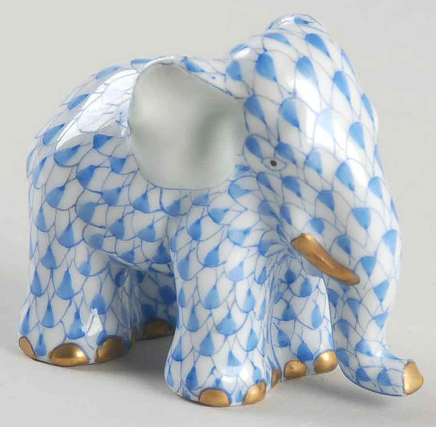 Elephants Miniature Elephant-Blue - No Box by Herend-1
