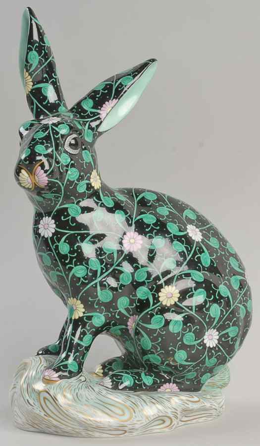 Rabbits & Bunnies (Single) Rabbit-Dynasty/Black - No Box by Herend-1