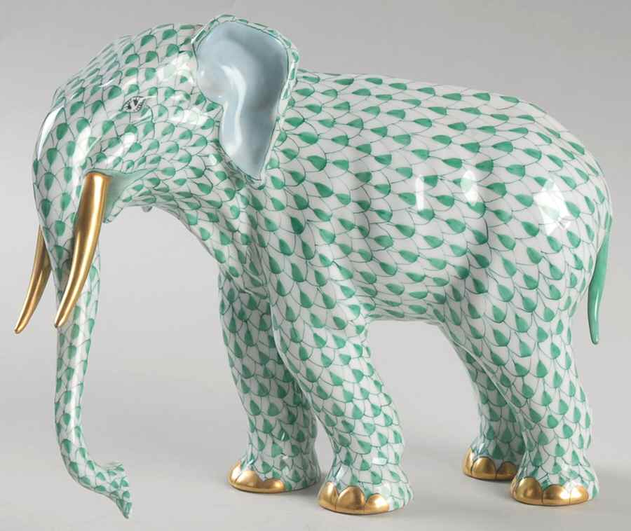 Elephants Elephant-Green - No Box by Herend-1