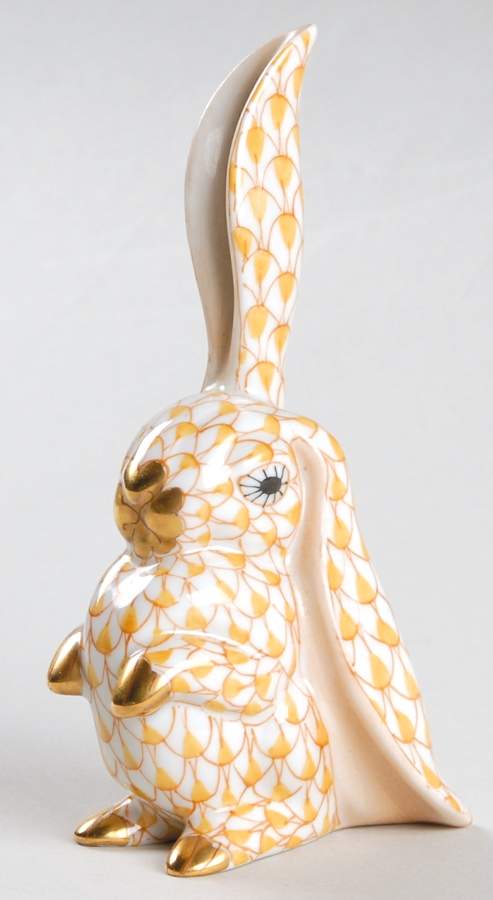 Rabbits & Bunnies (Single) Rabbit-One Ear Up/Butterscotch - No Box by Herend-1