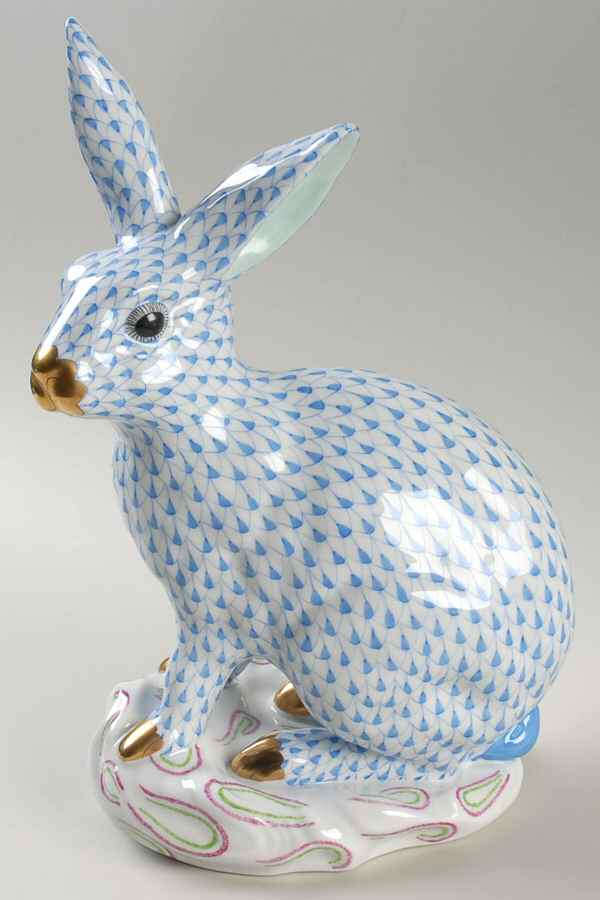 Rabbits & Bunnies (Single) Rabbit-Blue - No Box by Herend-1