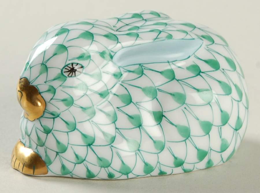 Rabbits & Bunnies (Single) Sitting Bunny-Green - No Box by Herend-1
