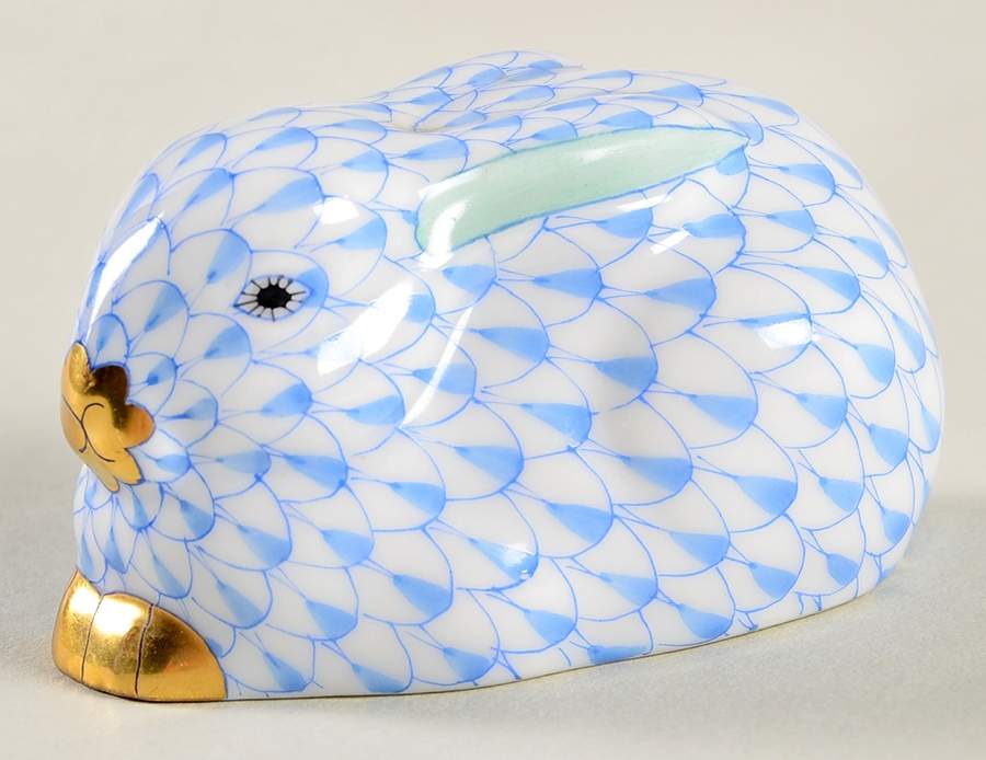 Rabbits & Bunnies (Single) Sitting Bunny-Blue - No Box by Herend-1