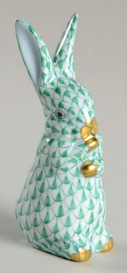 Rabbits & Bunnies (Single) Standing Bunny-Green - No Box by Herend-1