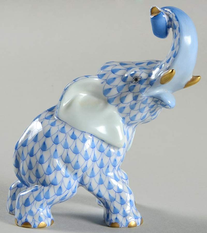 Elephants Joyful Elephant-Blue - No Box by Herend-1
