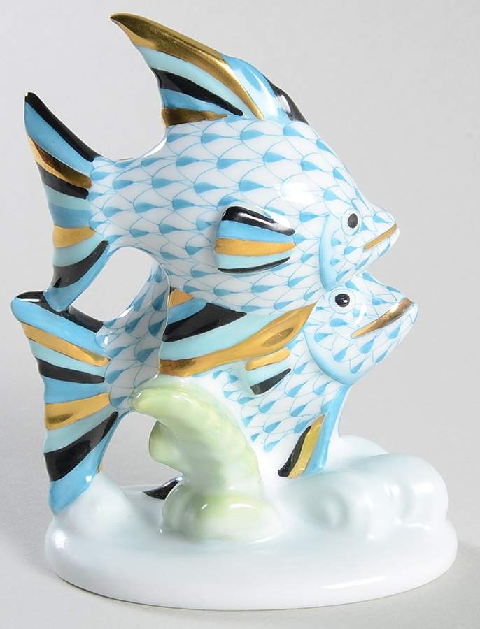 Fish Pair Of Fish-Turquoise - No Box by Herend-1
