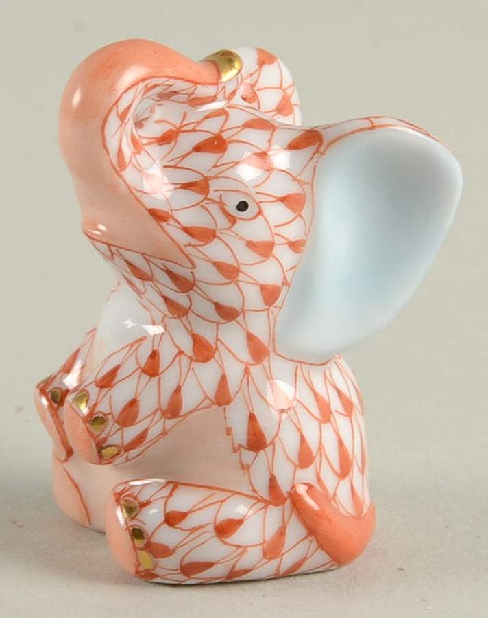 Elephants Miniature Baby Elephant-Rust - No Box by Herend-1