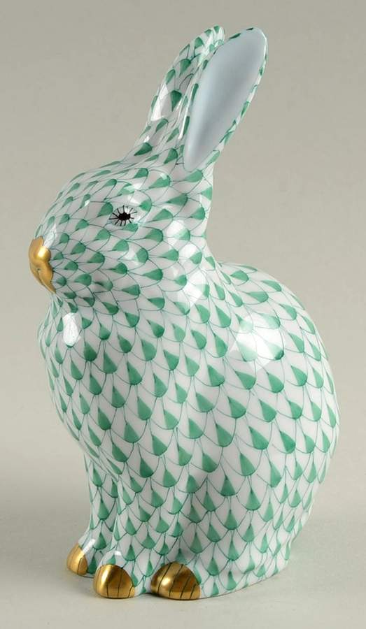 Rabbits & Bunnies (Single) Rabbit-Green - No Box by Herend-1