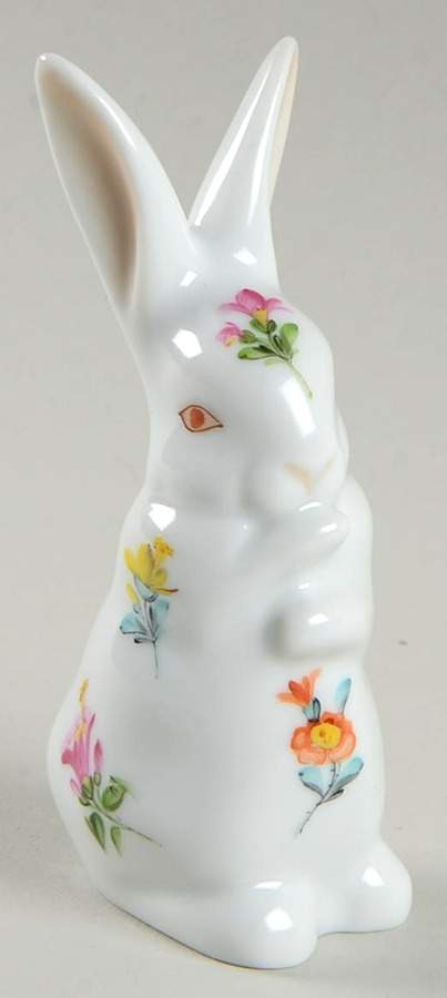 Rabbits & Bunnies (Single) Standing Bunny-White/Floral - No Box by Herend-1