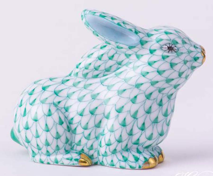 Rabbits & Bunnies (Single) Rabbit-Green - No Box by Herend-1