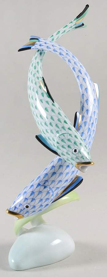 Fish Pair Of Fish-Blue/Green - No Box by Herend-1