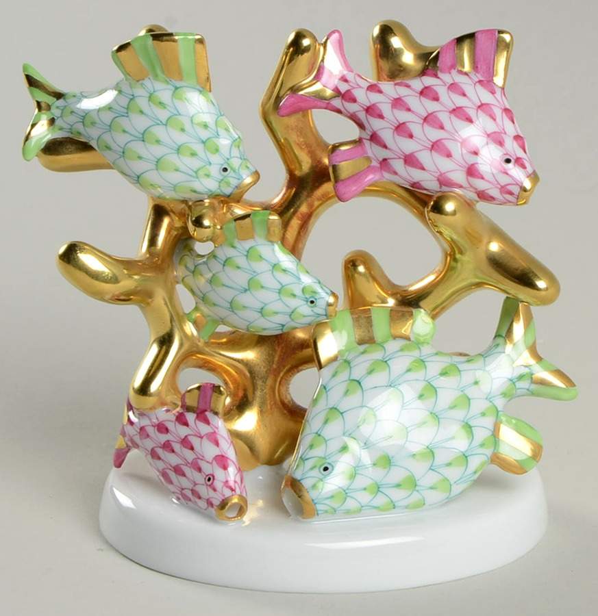 Fish Coral Fish-Key Lime/Raspberry - No Box by Herend-1