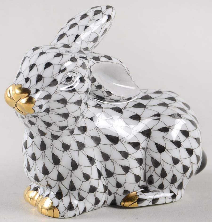 Rabbits & Bunnies (Single) Rabbit-Black - No Box by Herend-1